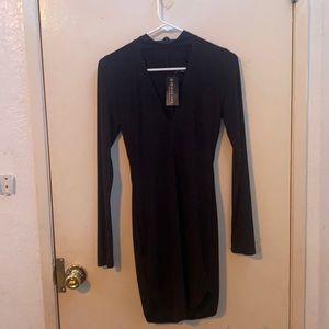 Fashion Nova Layla Dress Long Sleeve ‘ Black Size Medium (BRAND NEW) !